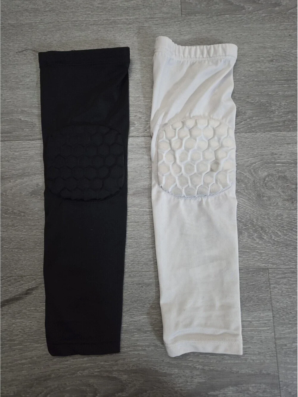 Unisex Honeycomb Padded Knee Compression Sleeves Pair Black White Sports